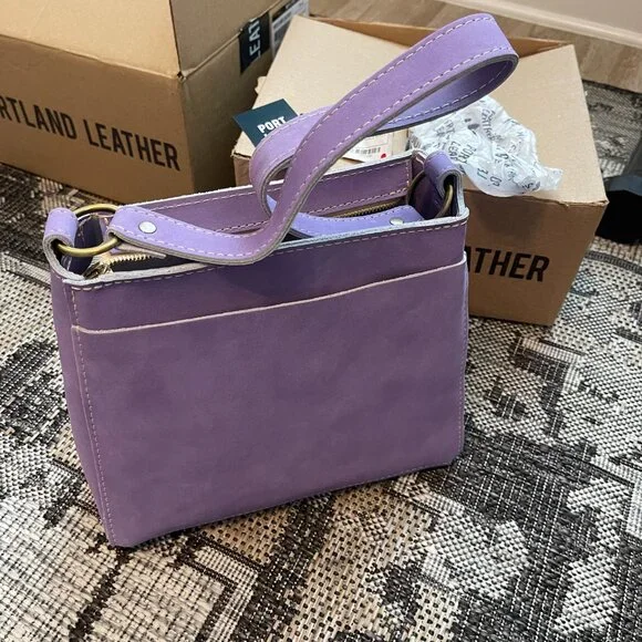 Portland Leather UNICORN Triangle Bag CHALK Lavender Purple White Brand New RARE - Picture 2 of 9